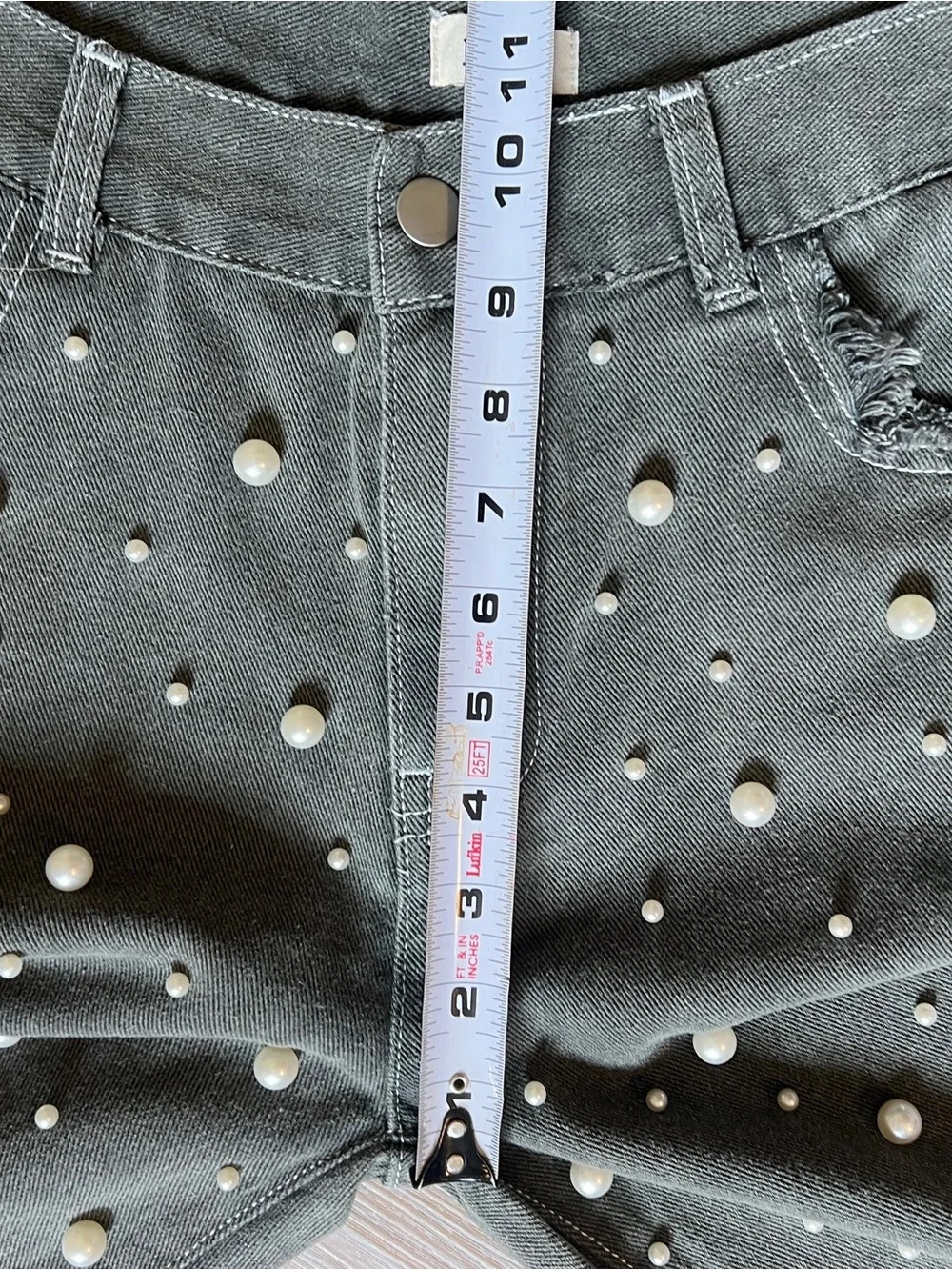 POL Pearl Embellished Wide Leg Jeans Gray Denim Size S NWOT 28 - Picture 7 of 9